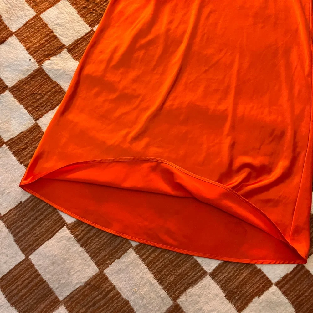 Nicole Miller Orange satin midi skirt - Picture 3 of 4